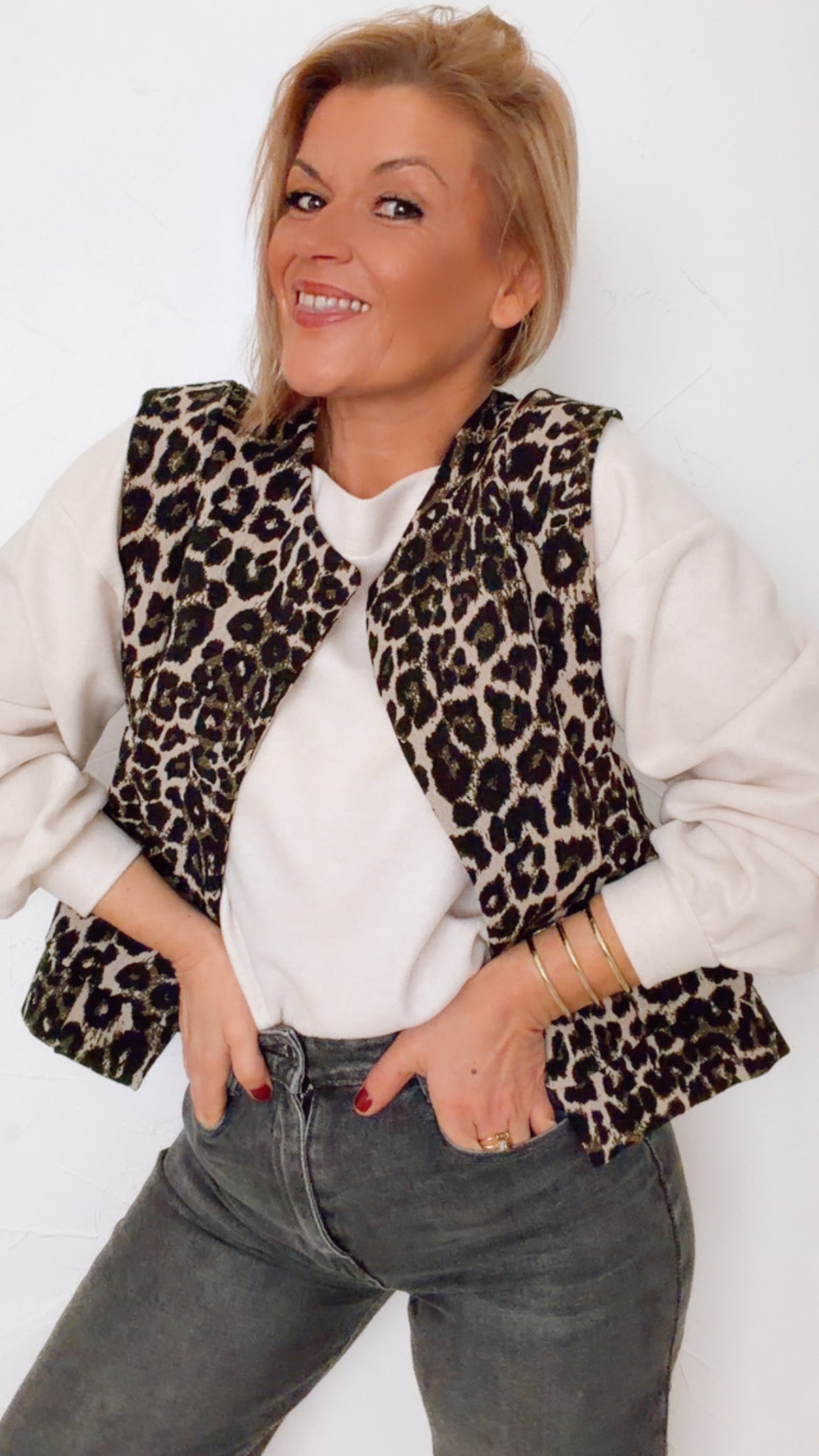 Veste sans manche ROXY imprimée léopard en Coton