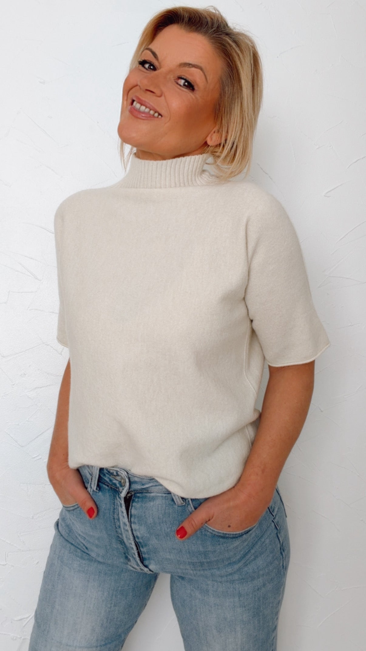 Pull manches courtes ANNE écru