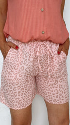 Short DAKOTA rose léopard 100% Gaze de coton