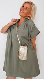 Robe courte NINA kaki 100% Coton