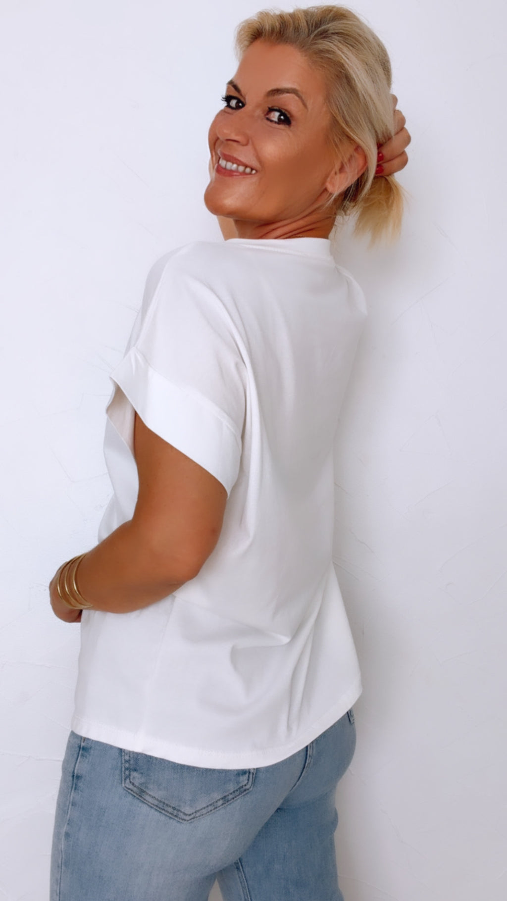 T Shirt blanc LIOR poche léopard 100% Coton