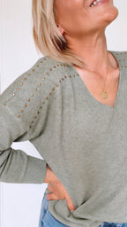 Pull TAO en maille kaki en laine & angora