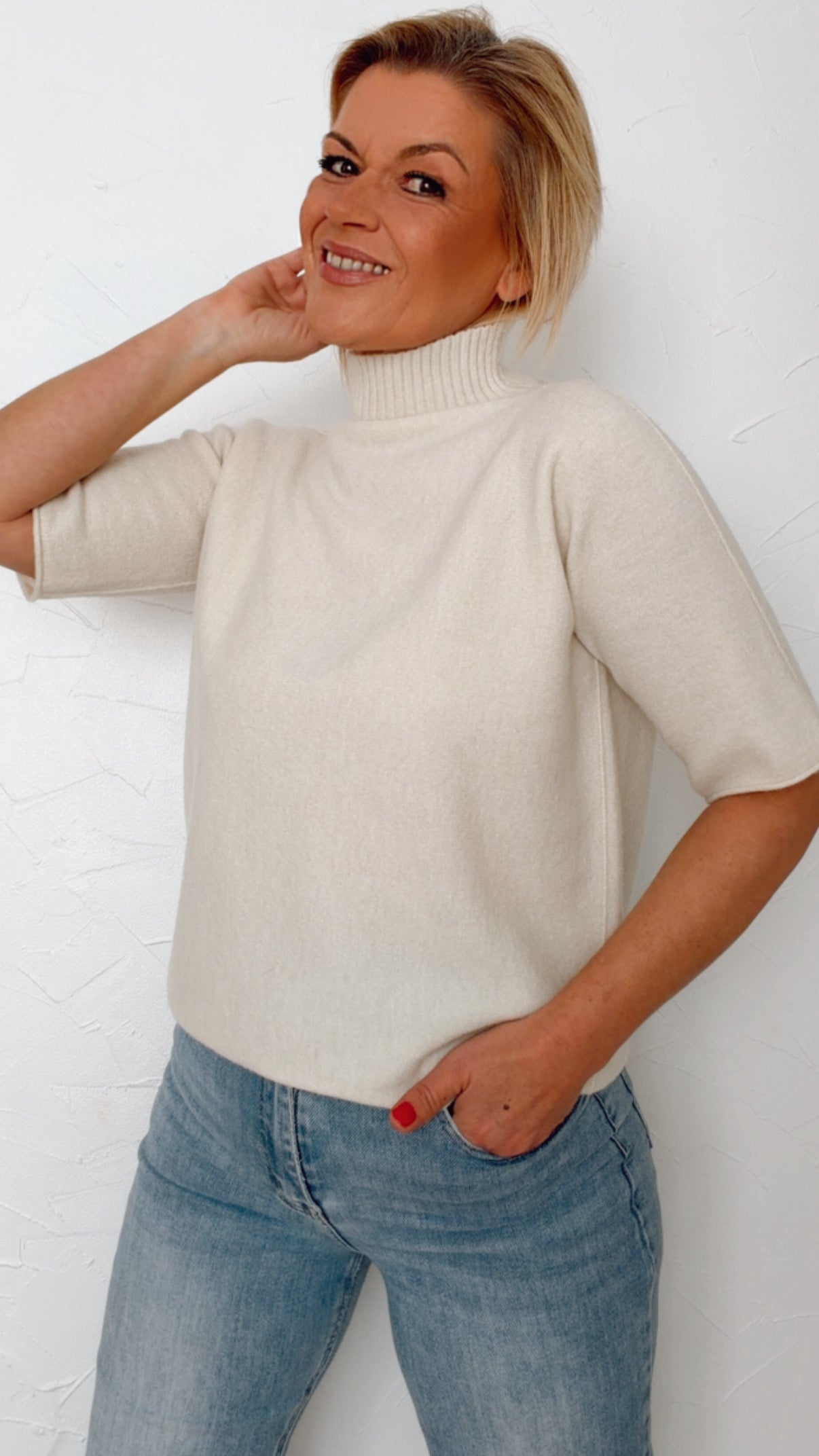 Pull manches courtes ANNE écru