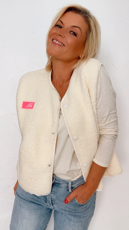 Veste sans manches JADE en bouclette écrue