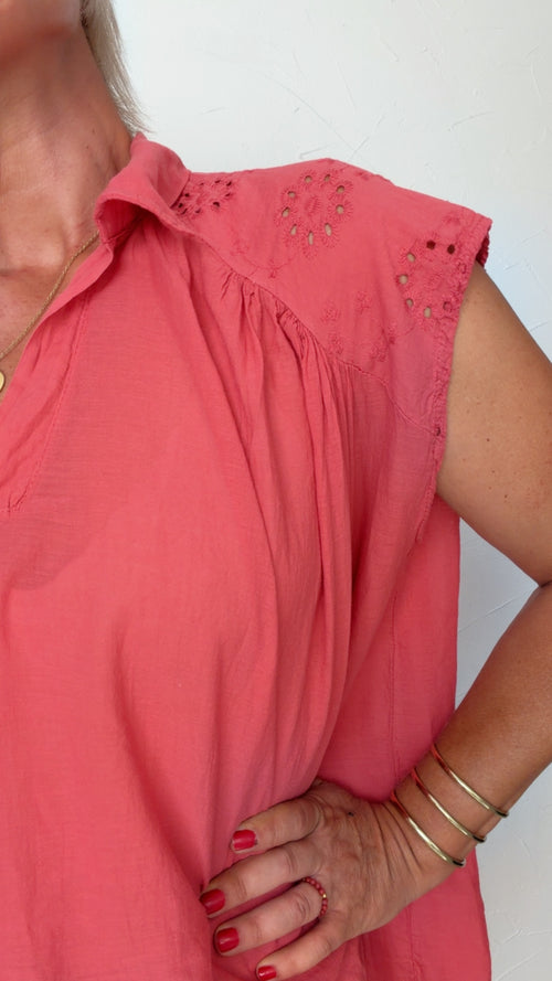 Blouse NOÉLIE framboise 100% Coton