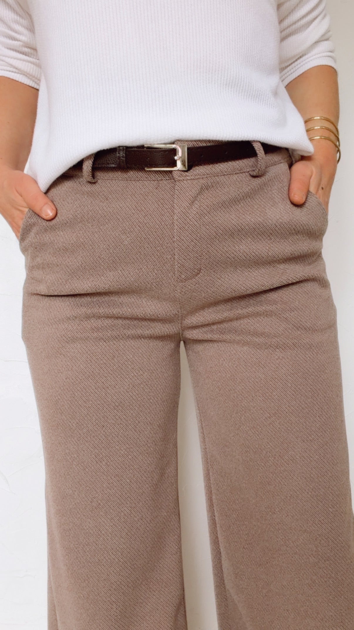 Pantalon large MAXINE marron