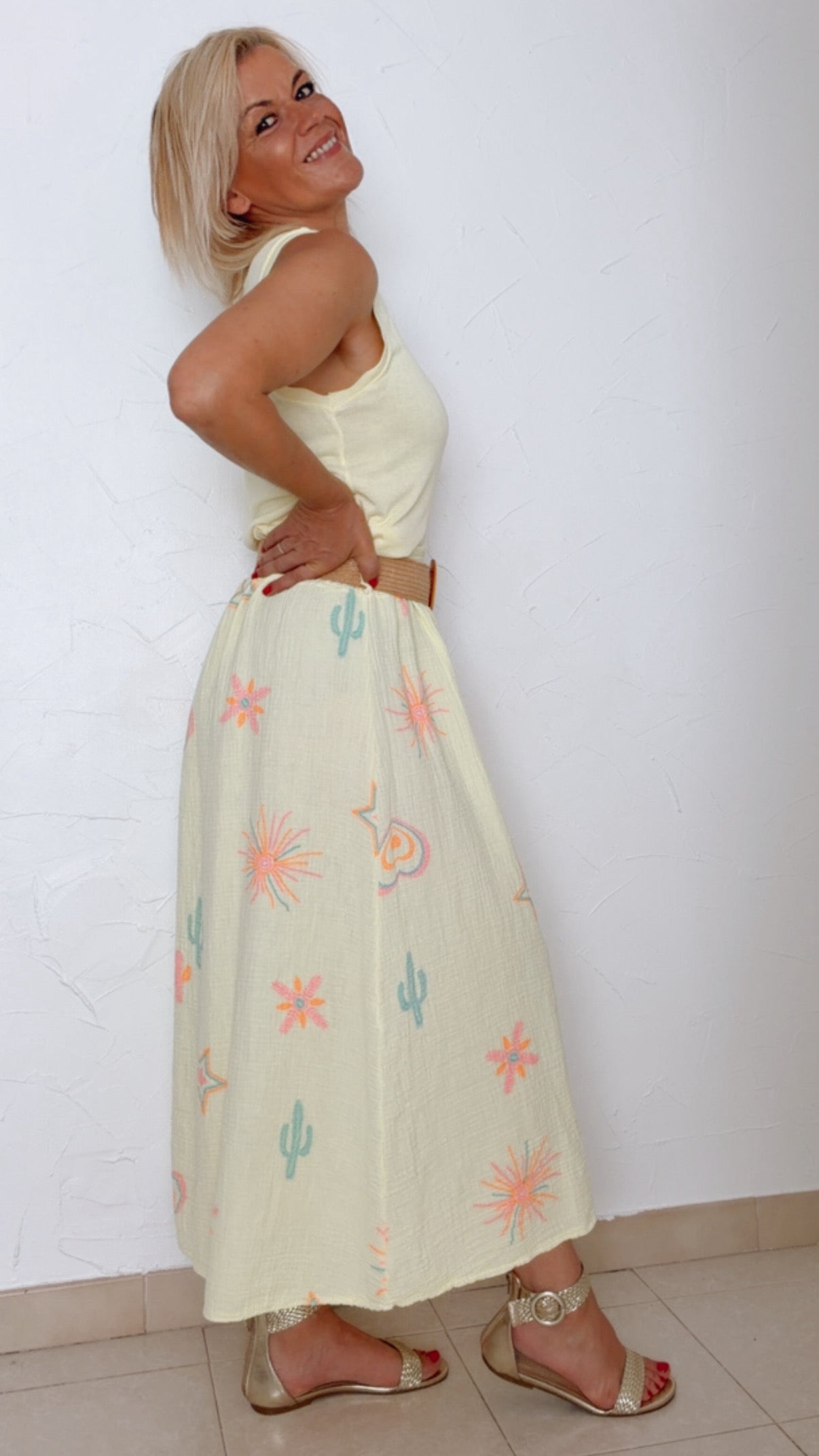 Jupe longue BAHIA imprimée 100% Gaze de coton