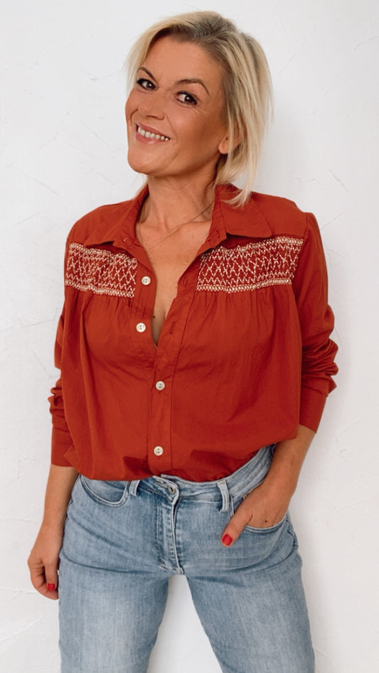 Blouse AURÉLIA brique - 100% Coton