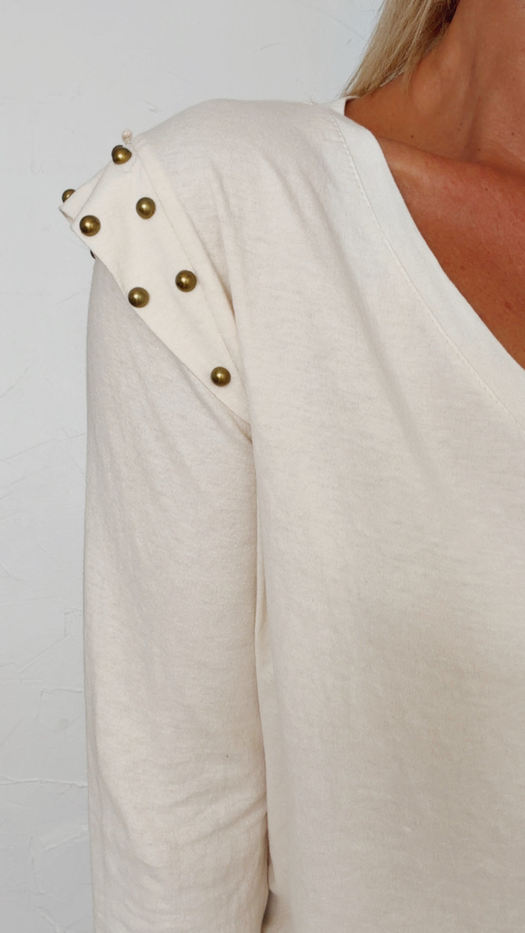 T Shirt JUDE écru à clous 100% Coton