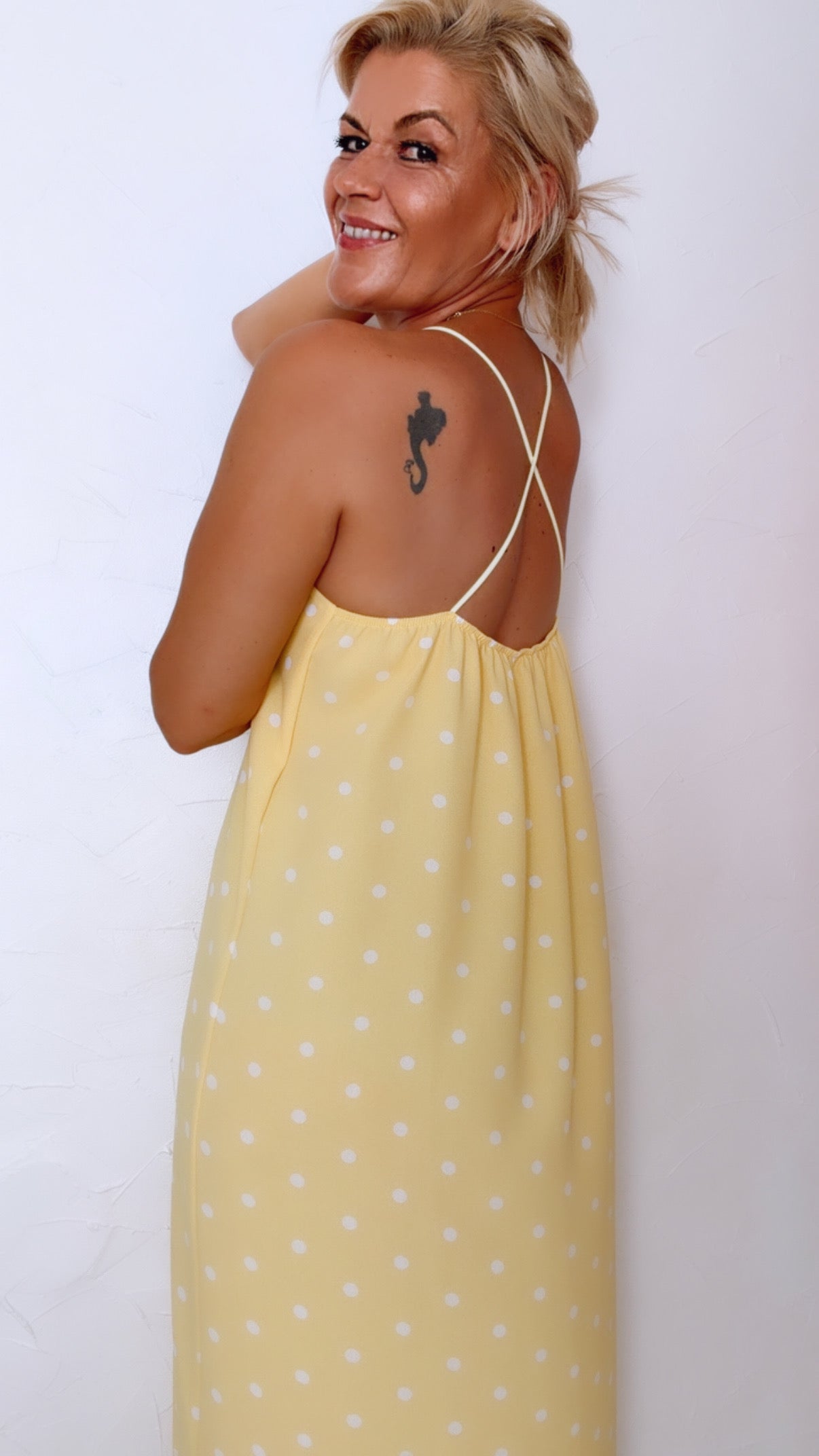 Robe longue CARRY jaune à pois