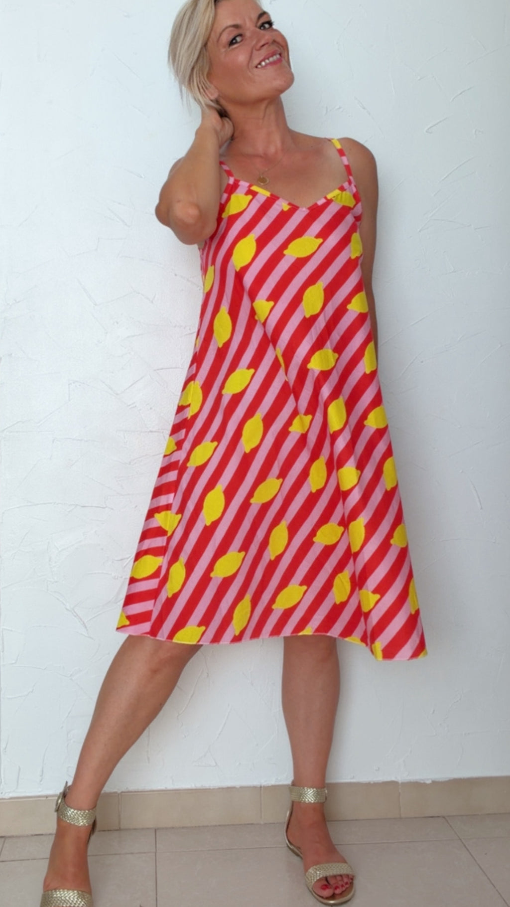Robe courte YAËLLE imprimée citron 100% Coton