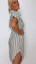 Chemise de plage COLETTE rayée blanc & kaki