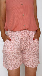 Short DAKOTA rose léopard 100% Gaze de coton