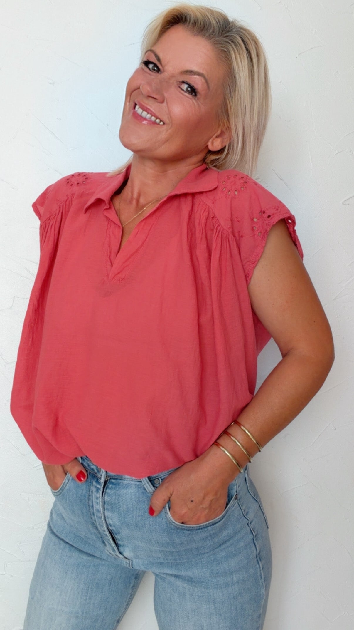 Blouse NOÉLIE framboise 100% Coton