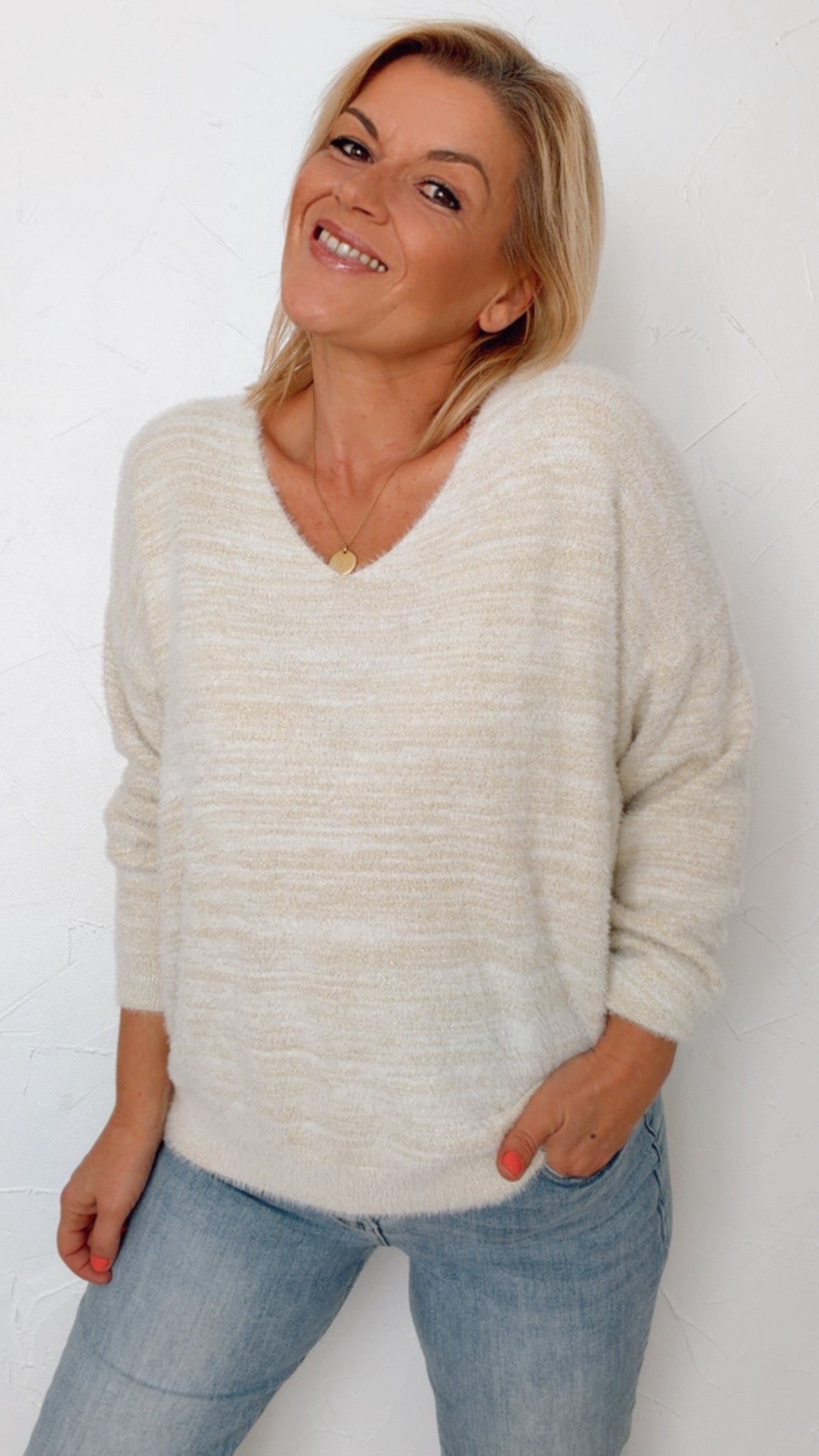 Pull VICTORIA écru & goldy