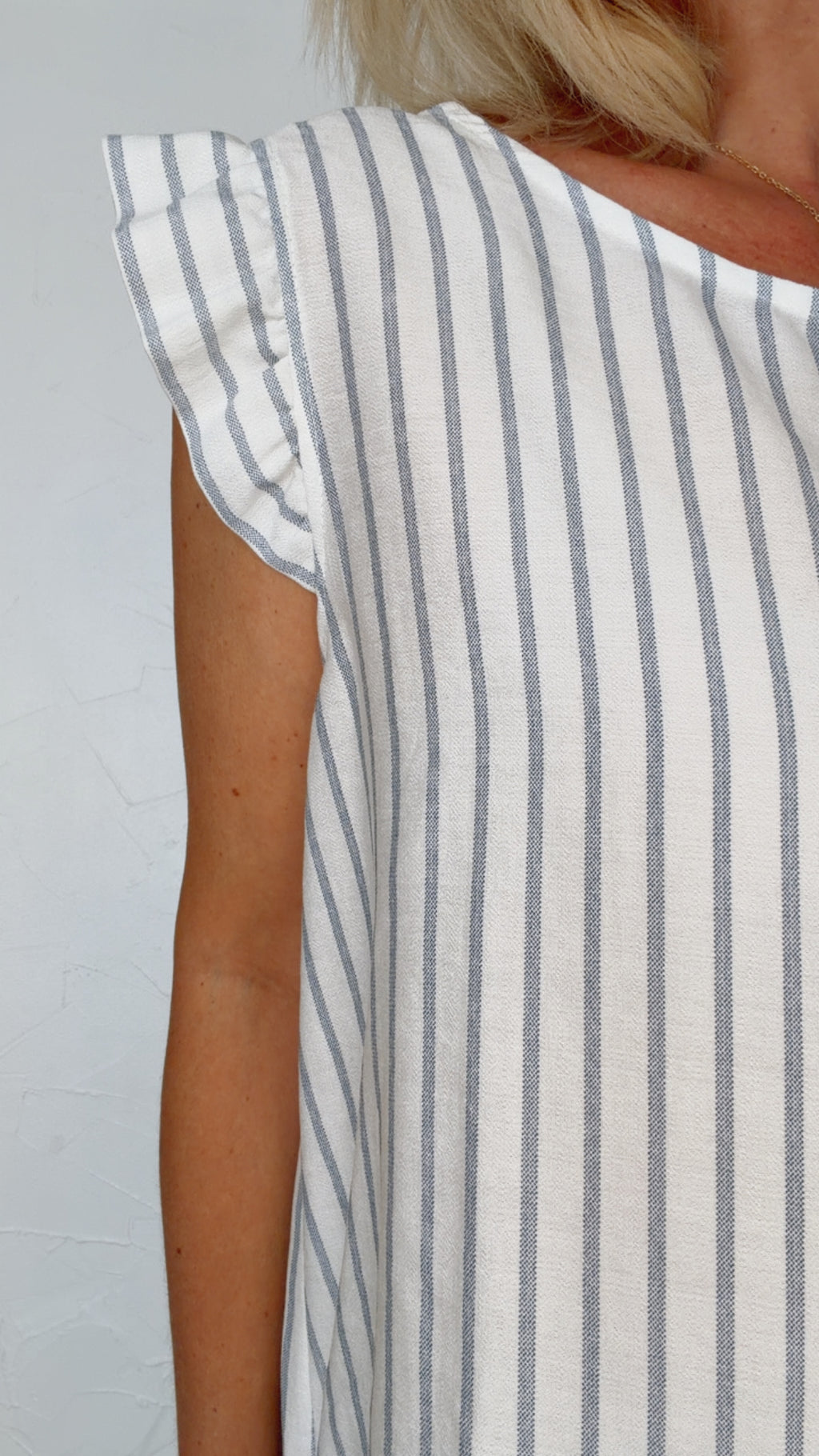Blouse PIA rayée blanc & bleu gris