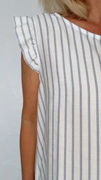 Blouse PIA rayée blanc & bleu gris