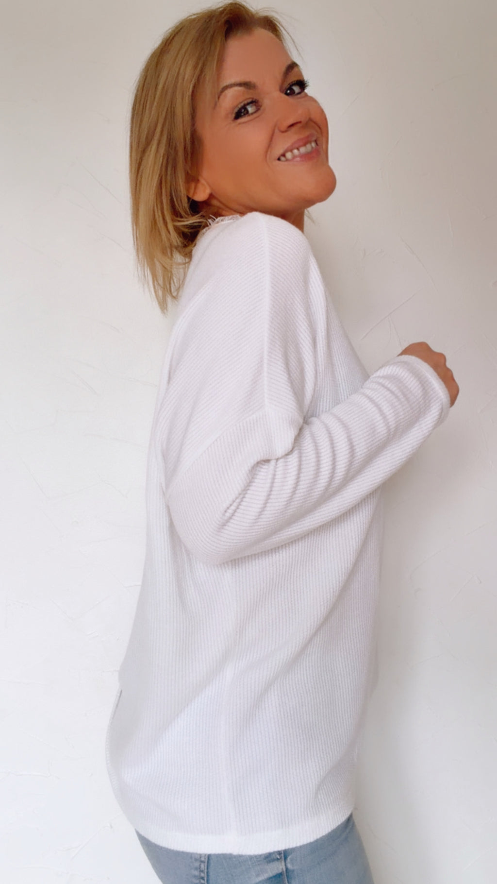 Haut LIVIA blanc en nid d'abeille