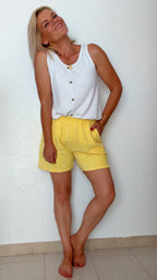 Short LOUIS en éponge jaune soleil 100% Coton