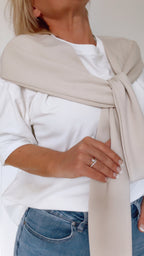 T Shirt LAUREEN blanc & beige 100% Coton