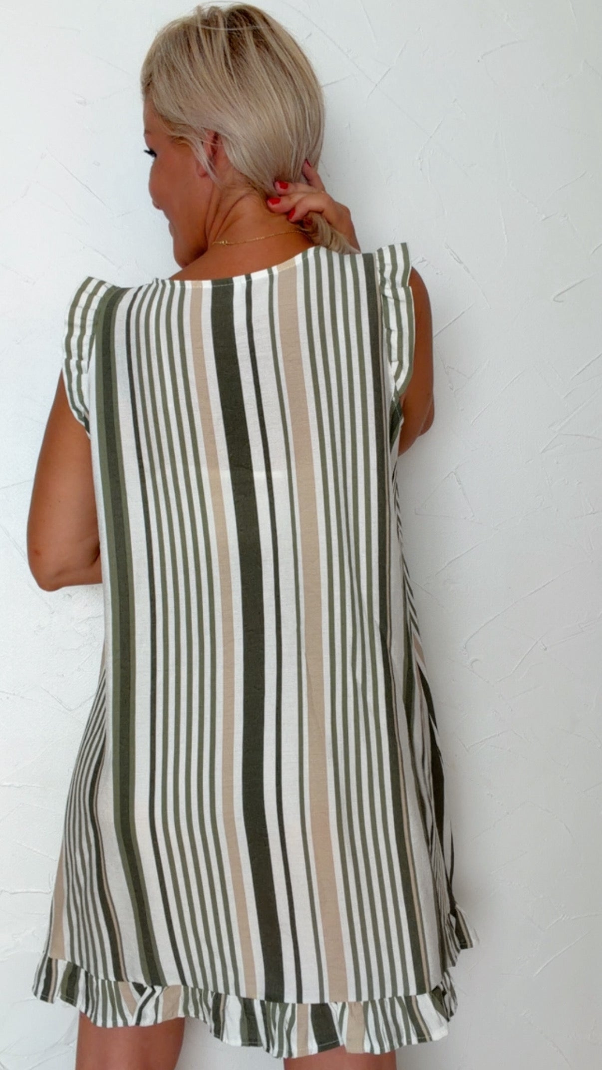 Robe courte ABIGAËL rayée Kaki