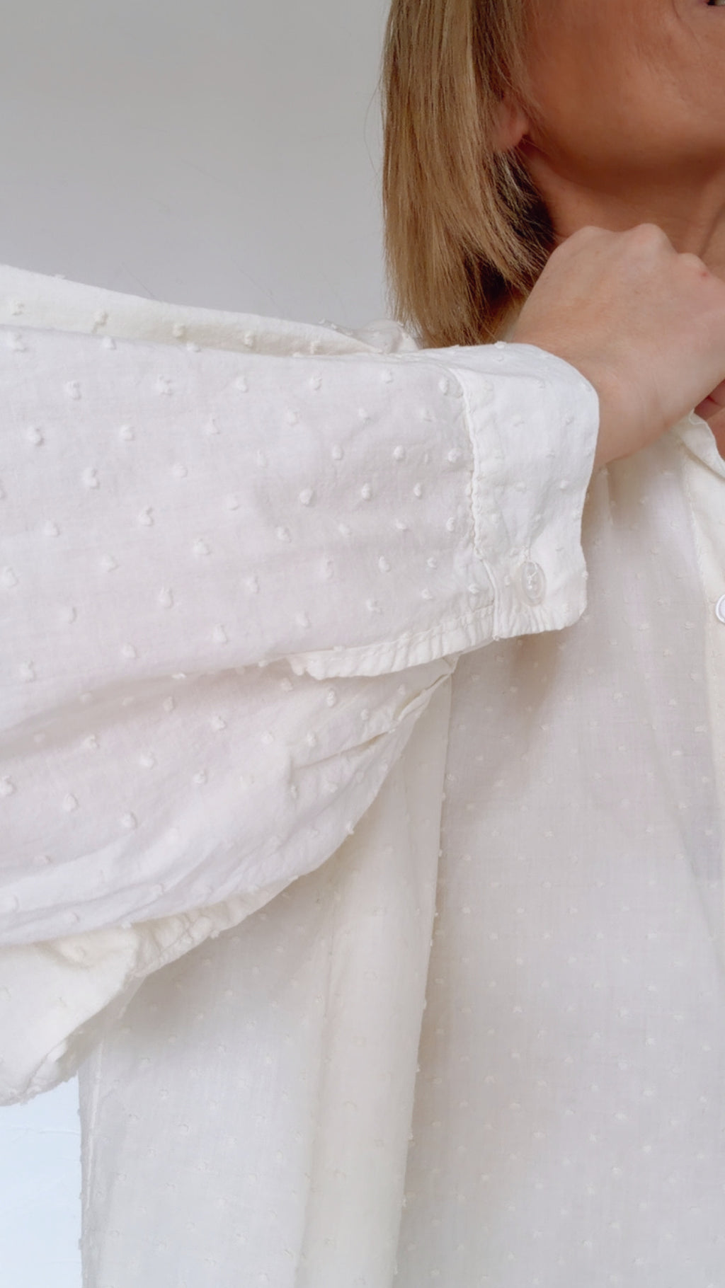 Blouse AMY à plumetis écrus 100% Coton