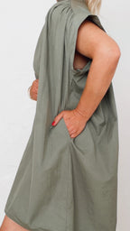 Robe courte NINA kaki 100% Coton