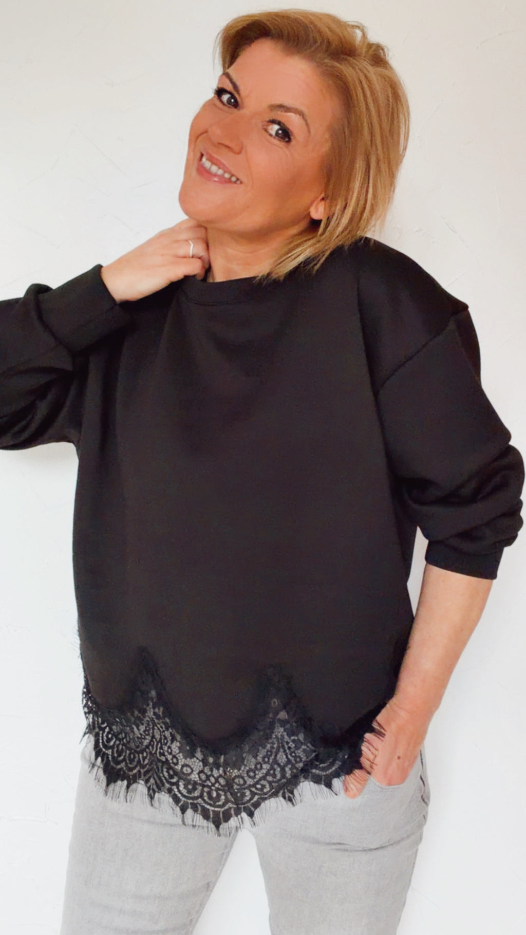Sweat PAULA noir & dentelle