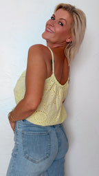 Haut KENDRA ajouré jaune beurre 100% Coton