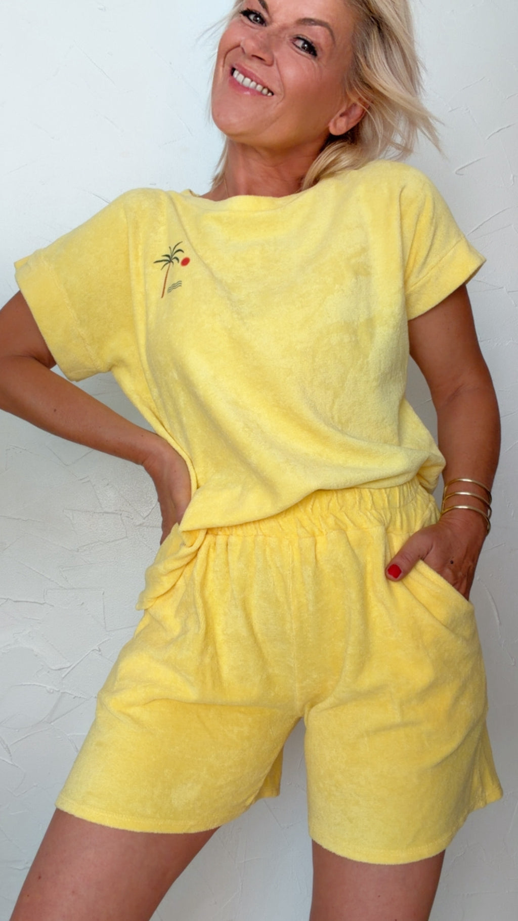 T Shirt LOÏS en éponge jaune soleil 100% Coton