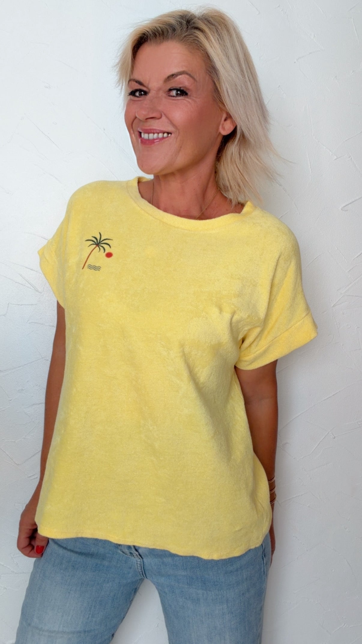 T Shirt LOÏS en éponge jaune soleil 100% Coton