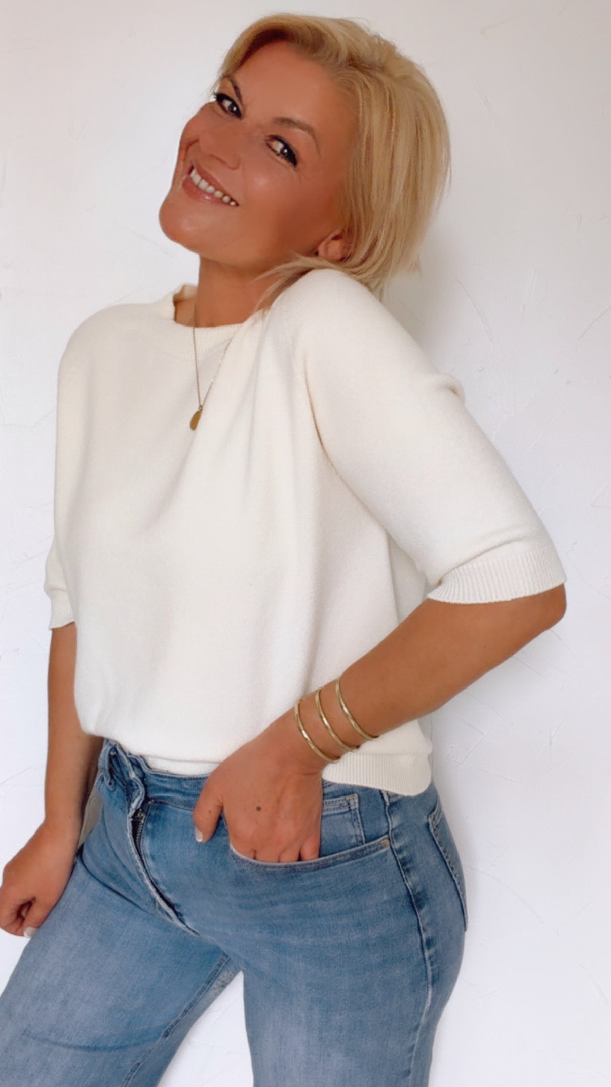 Pull ERIN manches courtes écru