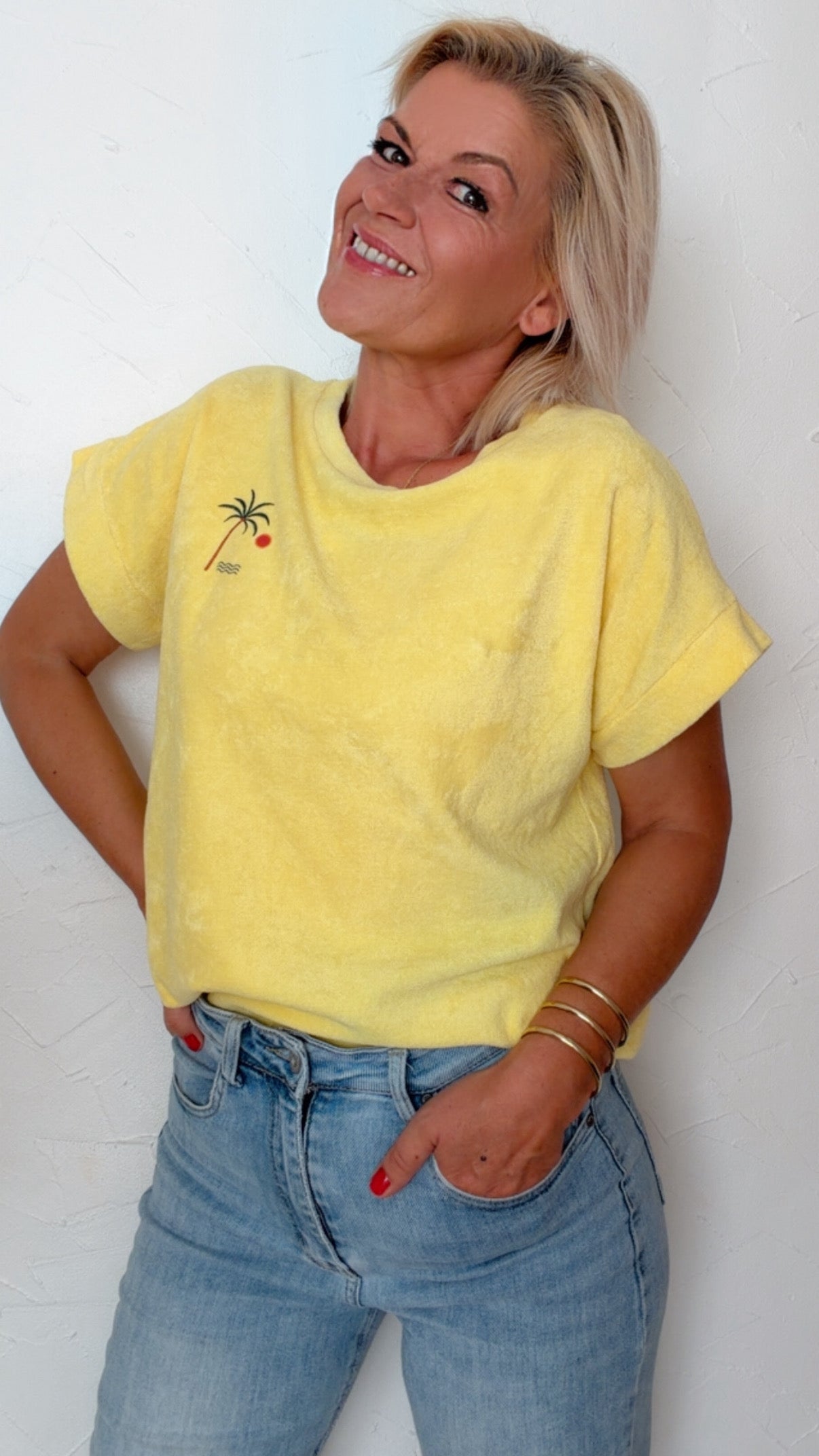 T Shirt LOÏS en éponge jaune soleil 100% Coton