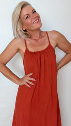 Robe longue BRUNA terre de sienne 100% Gaze de coton