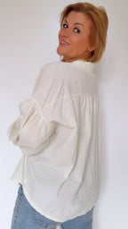 Blouse AMY à plumetis écrus 100% Coton