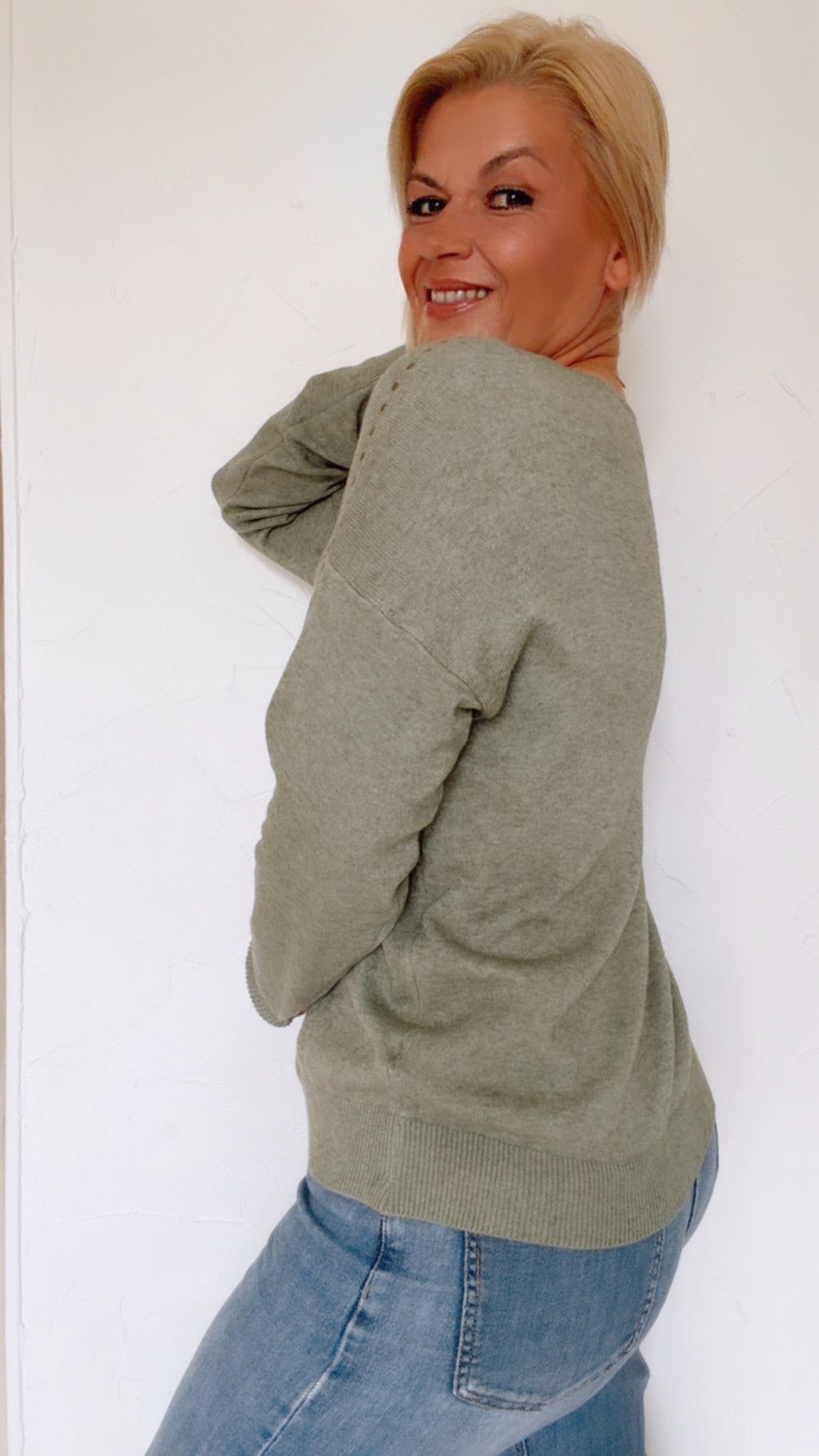 Pull TAO en maille kaki en laine & angora