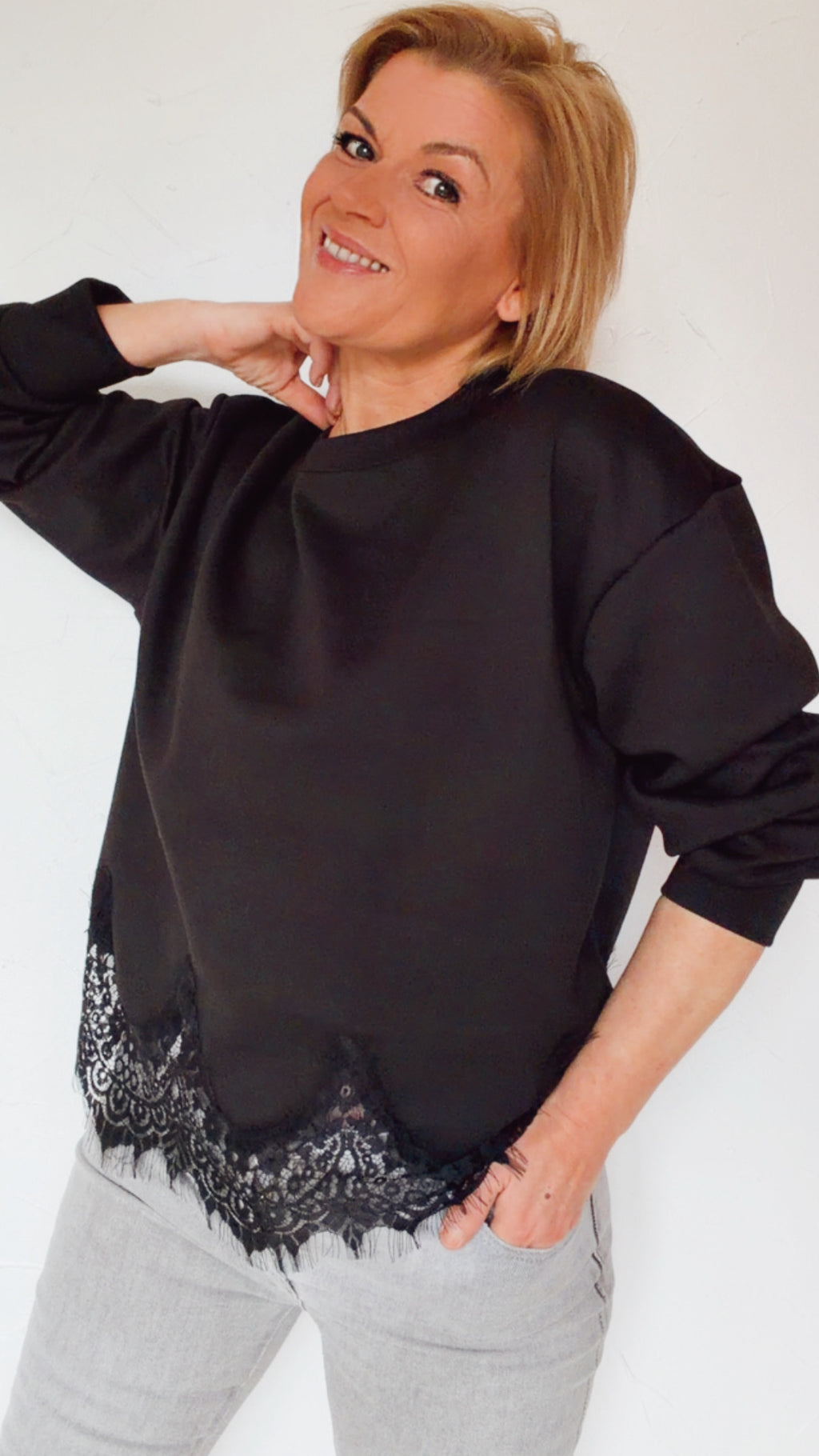 Sweat PAULA noir & dentelle