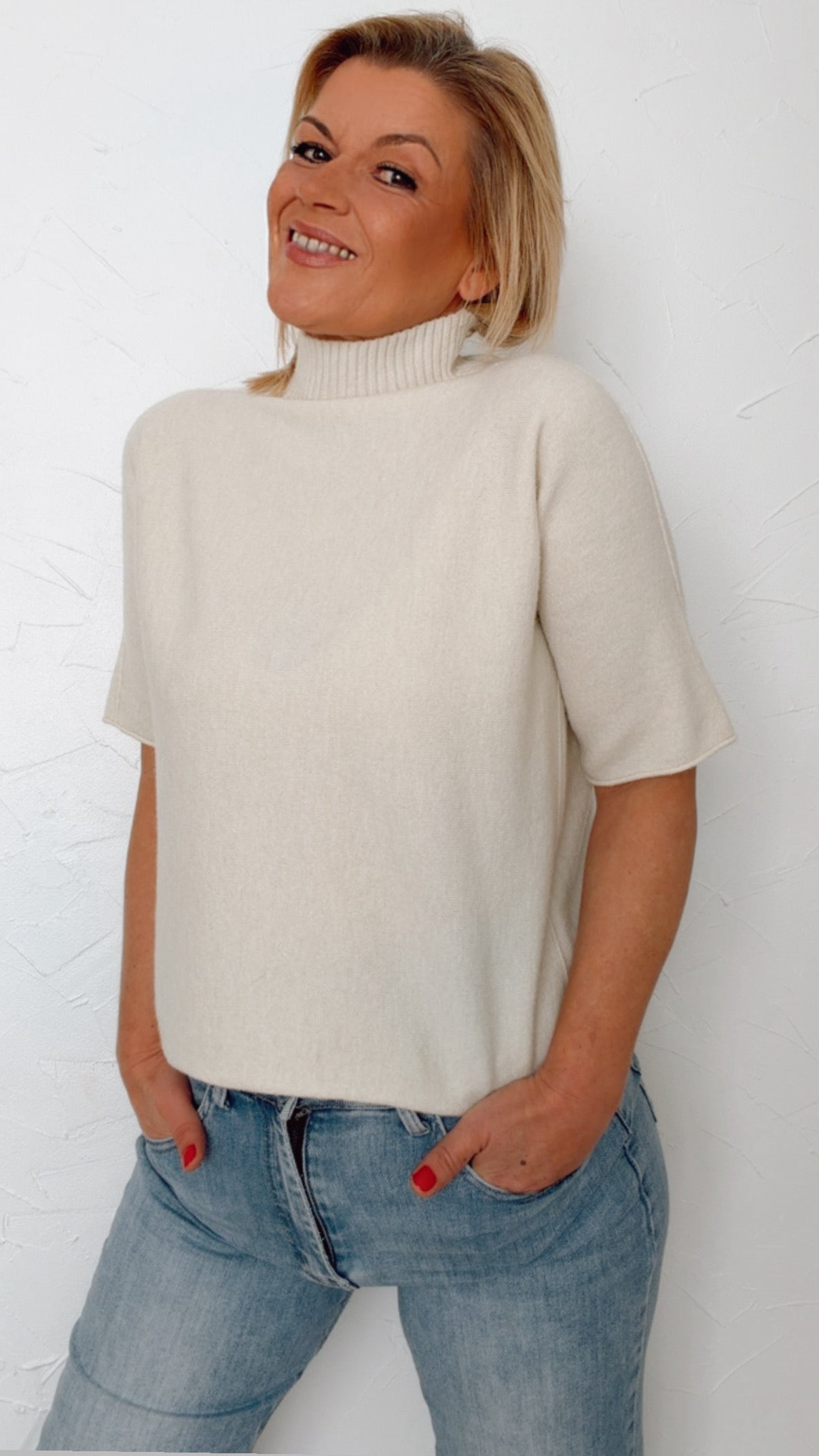 Pull manches courtes ANNE écru