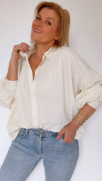 Blouse AMY à plumetis écrus 100% Coton