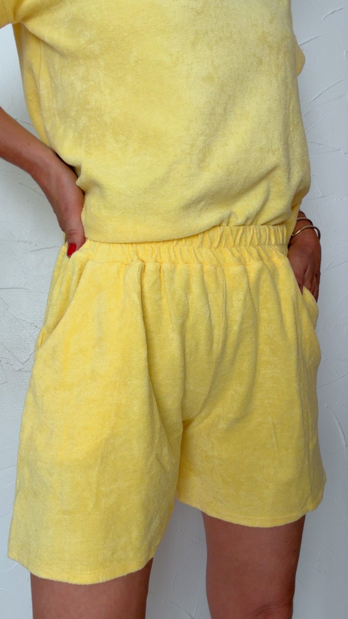 Short LOUIS en éponge jaune soleil 100% Coton
