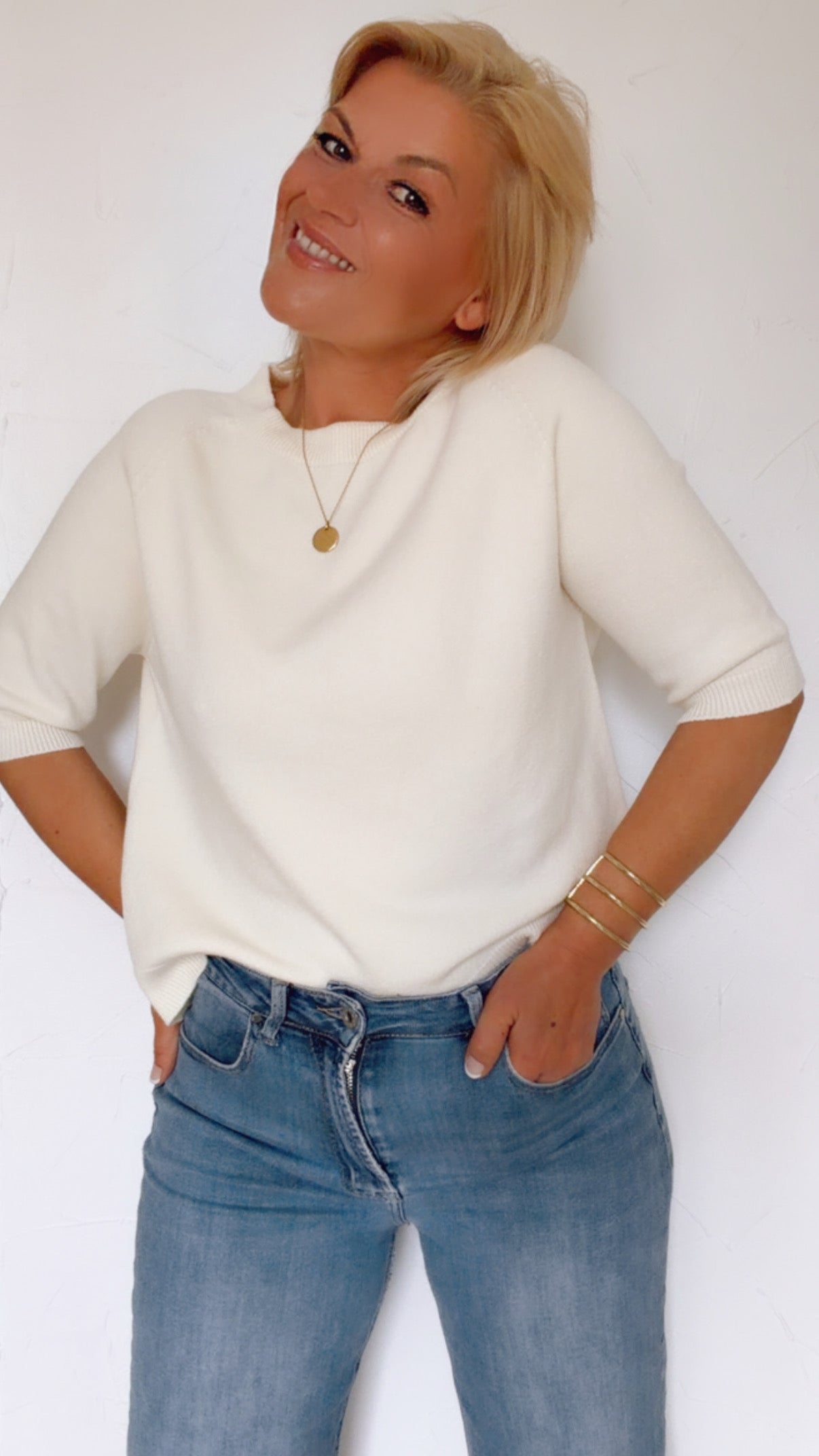 Pull ERIN manches courtes écru