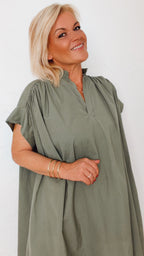 Robe courte NINA kaki 100% Coton