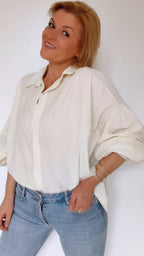 Blouse AMY à plumetis écrus 100% Coton