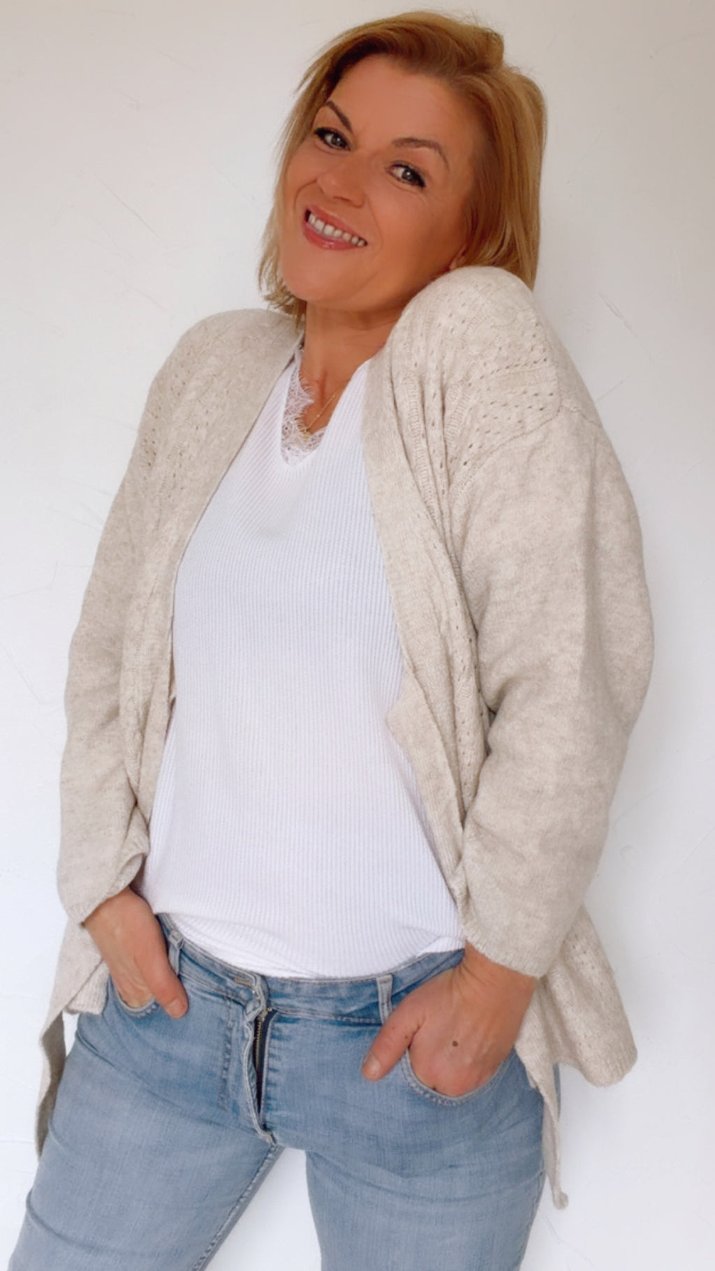 Gilet ajouré MORGAN sable