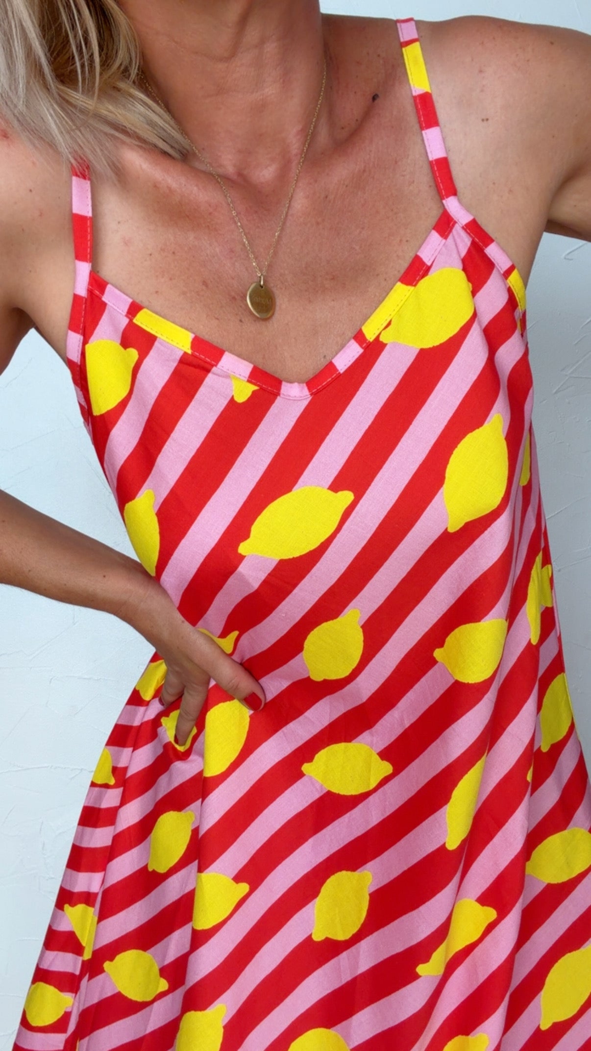 Robe courte YAËLLE imprimée citron 100% Coton