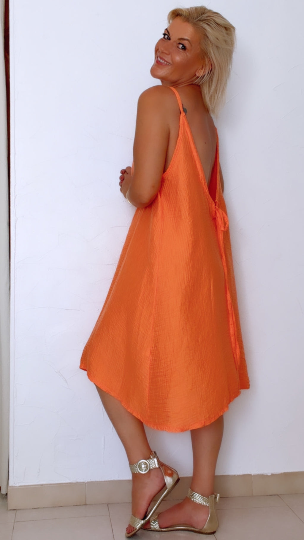 Robe courte SAONA orange en Tencel
