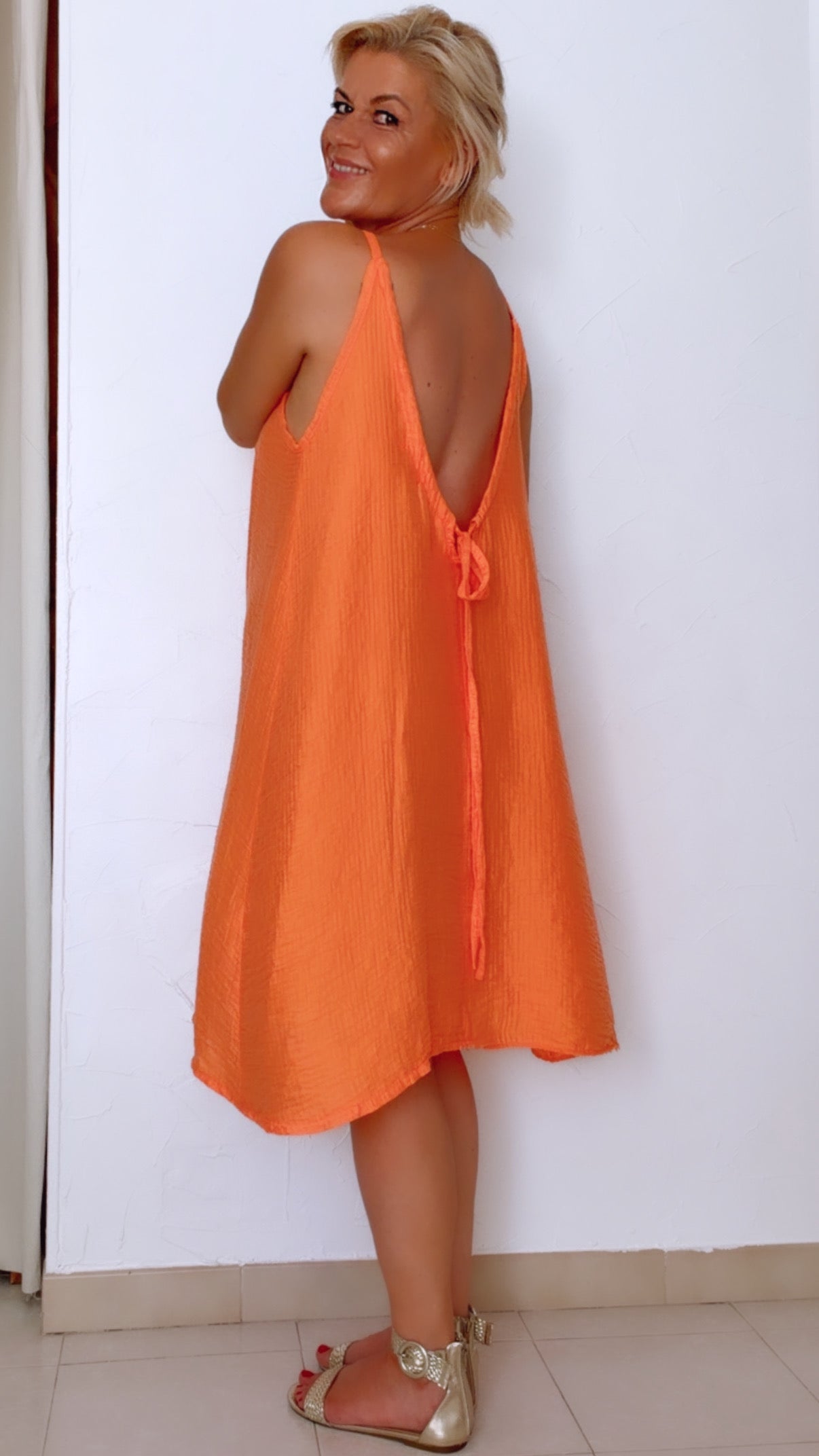 Robe courte SAONA orange en Tencel