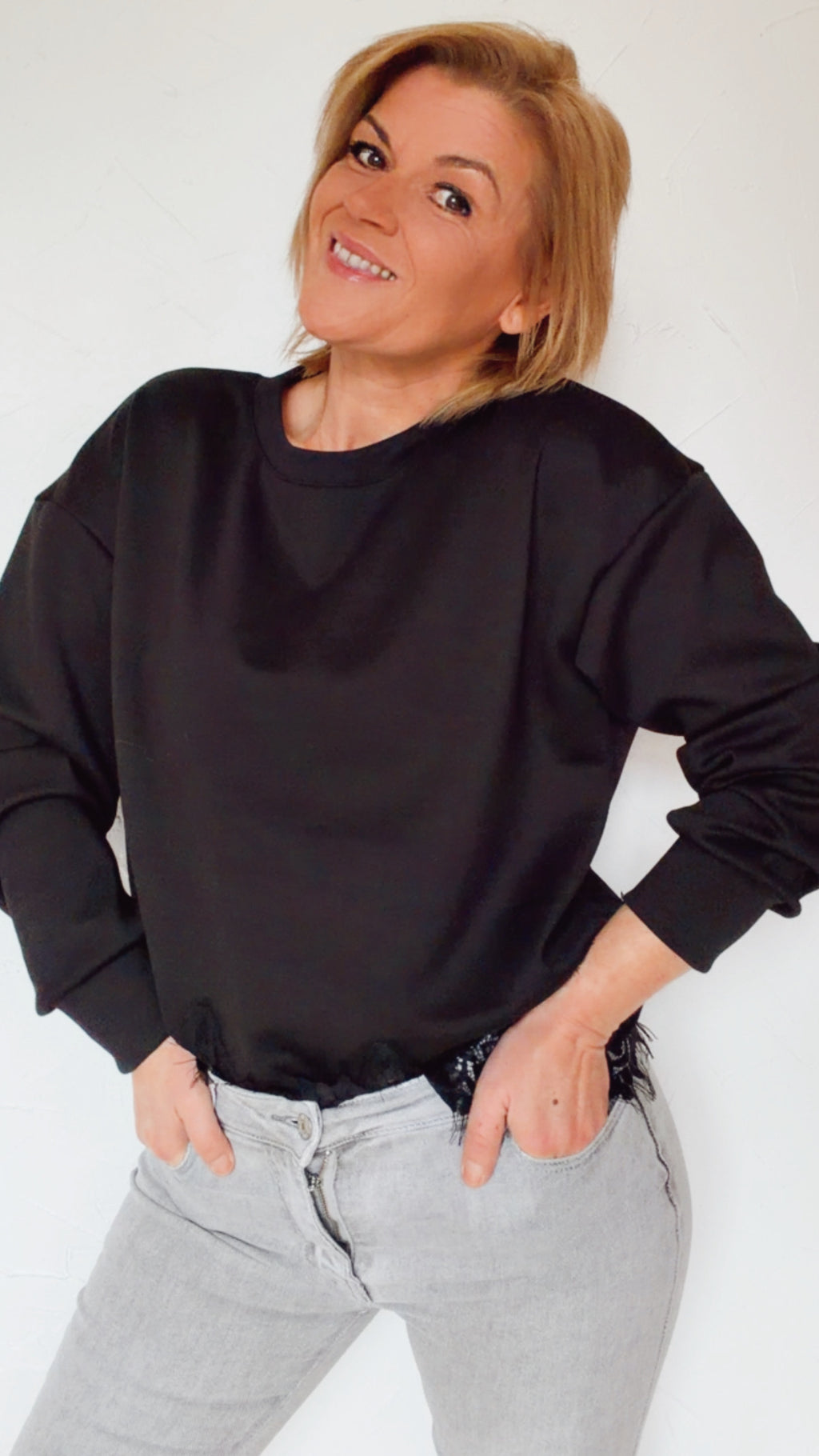 Sweat PAULA noir & dentelle