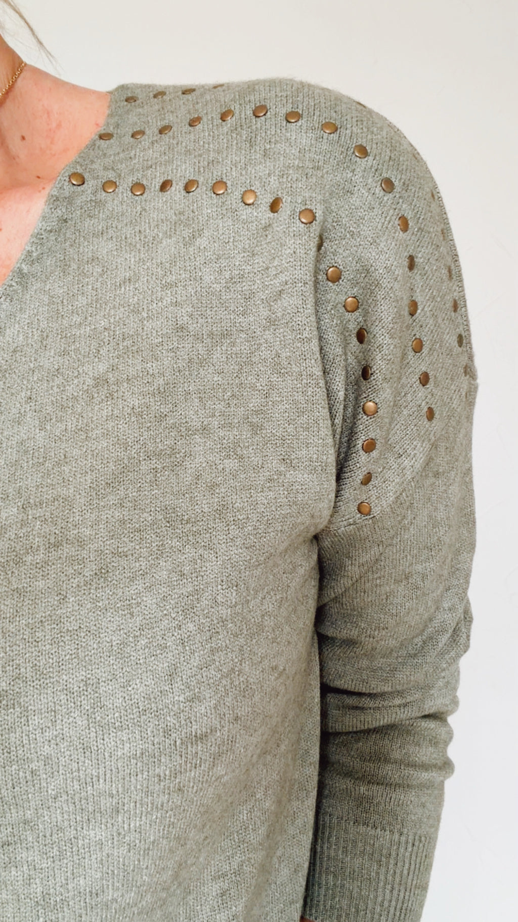 Pull TAO en maille kaki en laine & angora