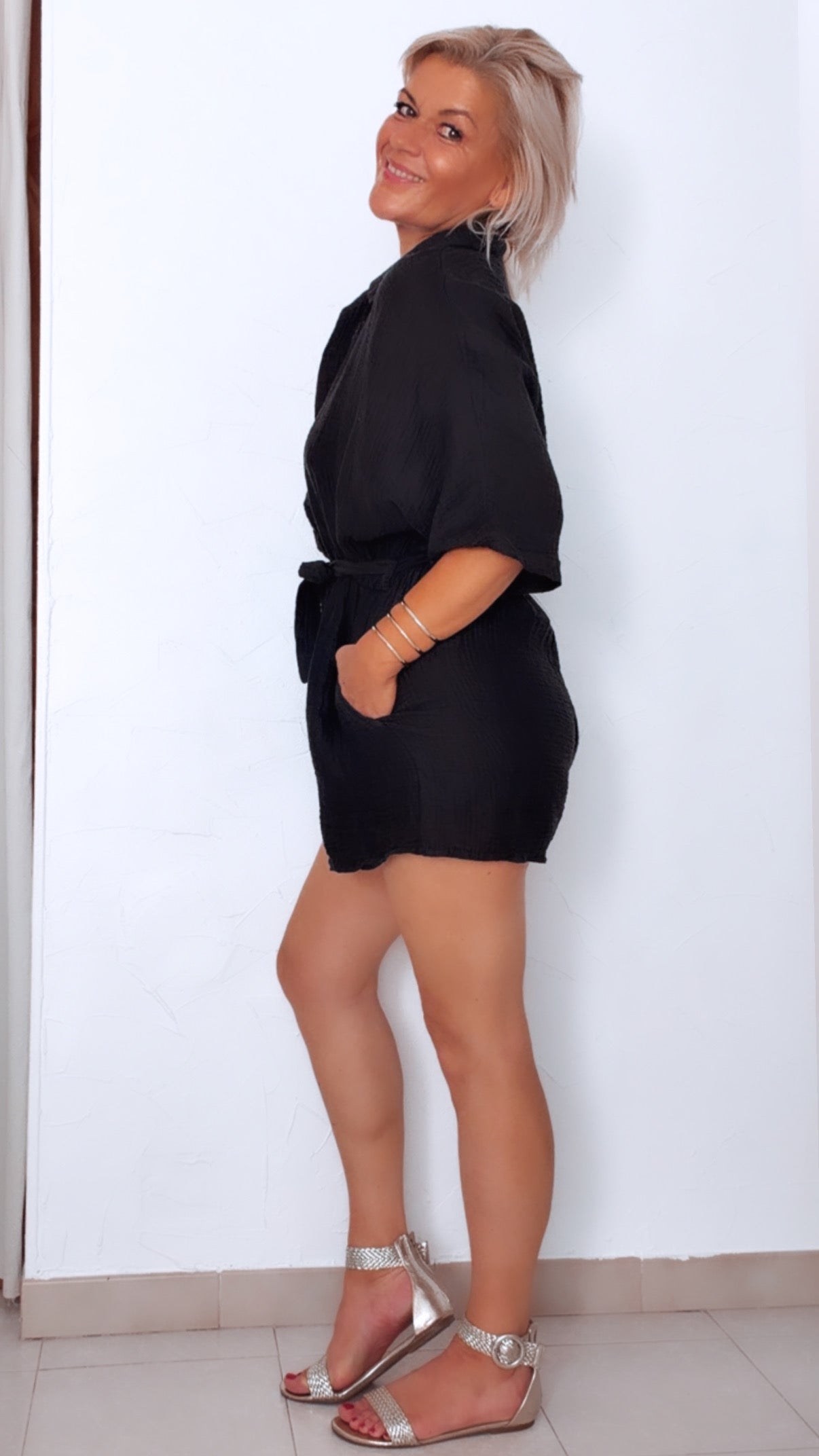 CombiShort ELLA noire 100% Tencel